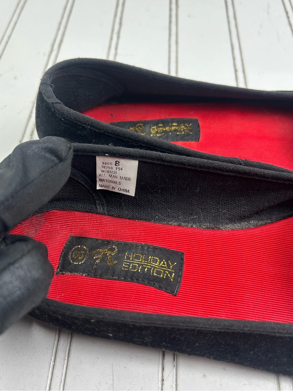 Holiday Editions Vintage Embellished Black Velvet Christmas Flats Women’s Size 8 - Picture 5 of 9